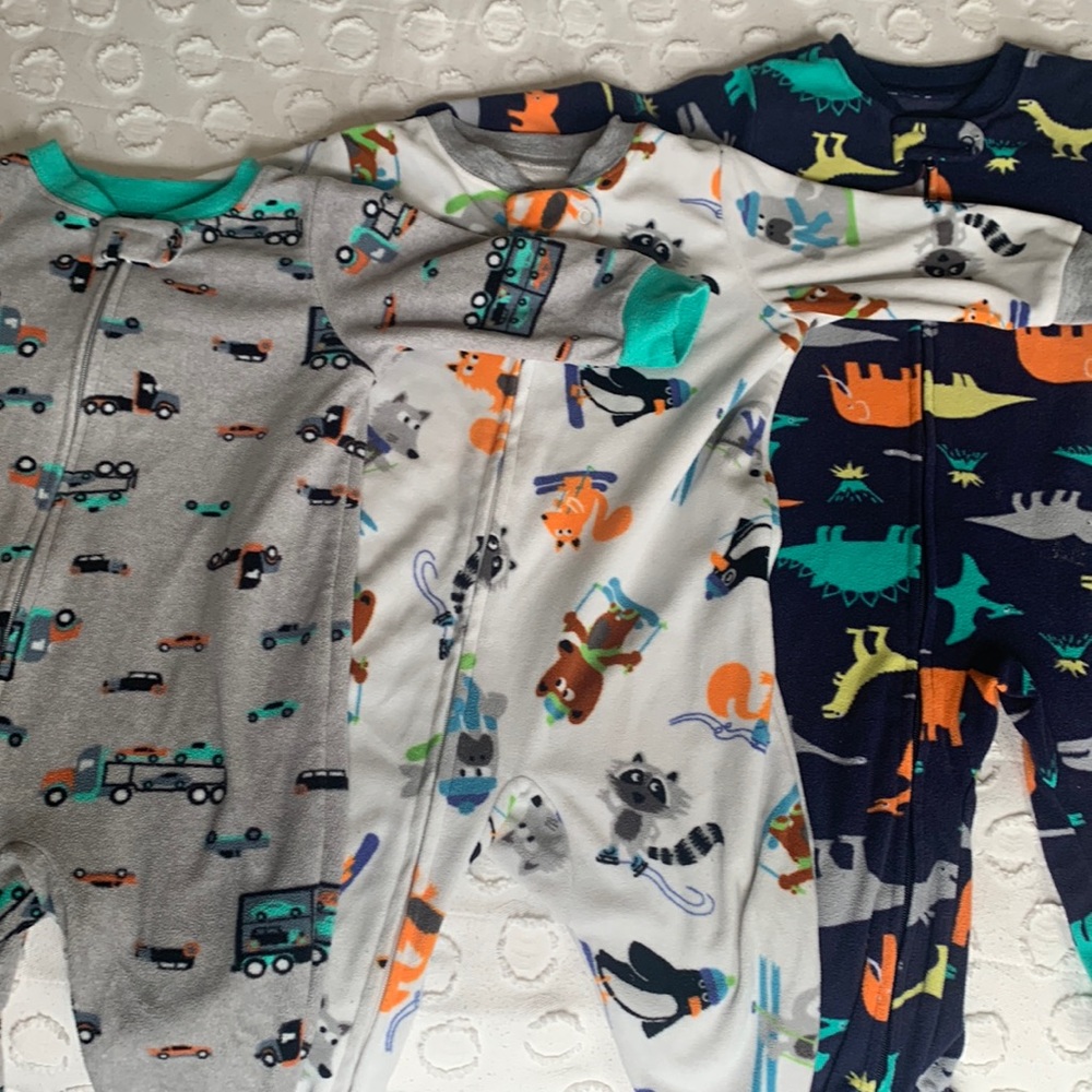 Lot of 3 Carters footed fleece pajamas